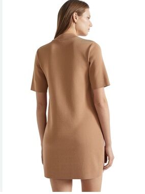 Seed Heritage Knit Shift Designer Dress - Camel Brown